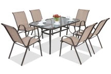 Set di mobili da pranzo in acciaio Modena marrone per 6 persone di Garden Point
