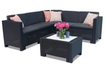 Divano angolare in technorattan Colorado Corner 5 antracite Bica