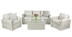 Lussuoso set in rattan Malaga grigio chiaro