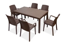Mobili marroni in technorattan Houston/Indiana per 6 persone Bica