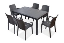 Set di mobili in technorattan Houston/Indiana antracite per 6 persone Bica